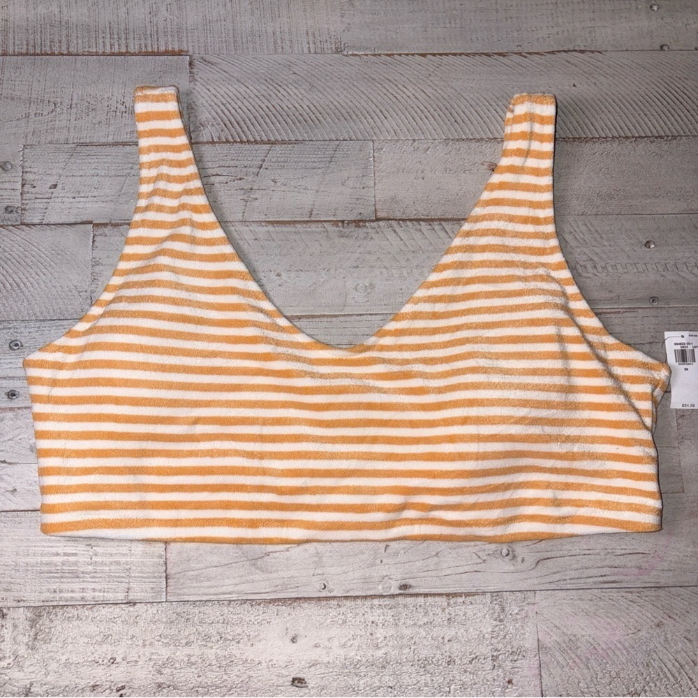 Old Navy Orange & Cream Striped Swim Top Beach Vacation V-Neck 4X